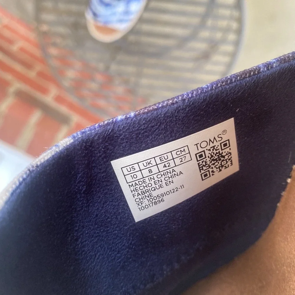 Toms Monica Tie Dye Shoe‎ 10 Wide Blue White Mule Beach Cruise Boho July 4
